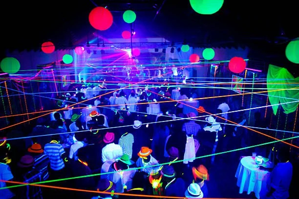 Blacklight silent disco party